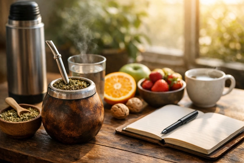 Persona disfrutando de los beneficios de la yerba mate