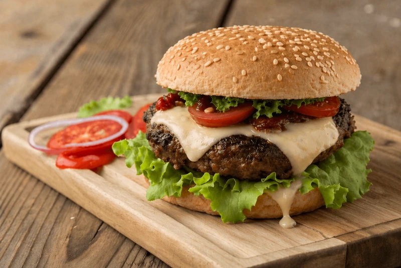 Deliciosa hamburguesa casera lista para disfrutar